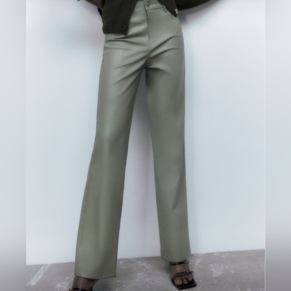 NWT ZARA STRAIGHT LEG FAUX LEATHER PANTS